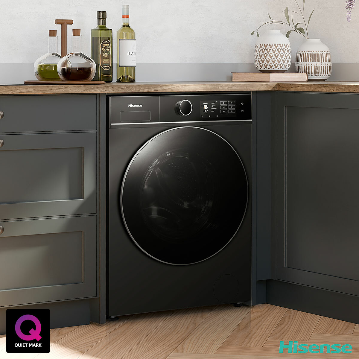 Hisense KitchenFit 5i Series WF5I1245BBR, 12kg Washing Machine, A Rated in Black