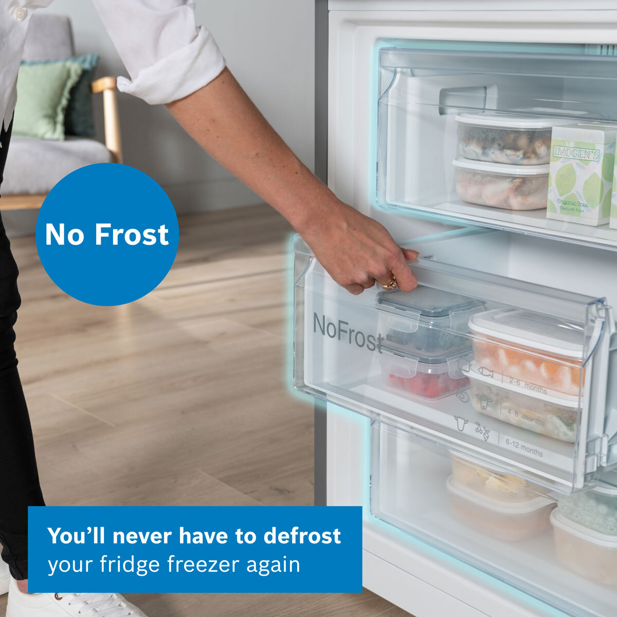 Bosch KGN362LDFG Series 4 Fridge Freezer, D Rated, in Stainless Steel