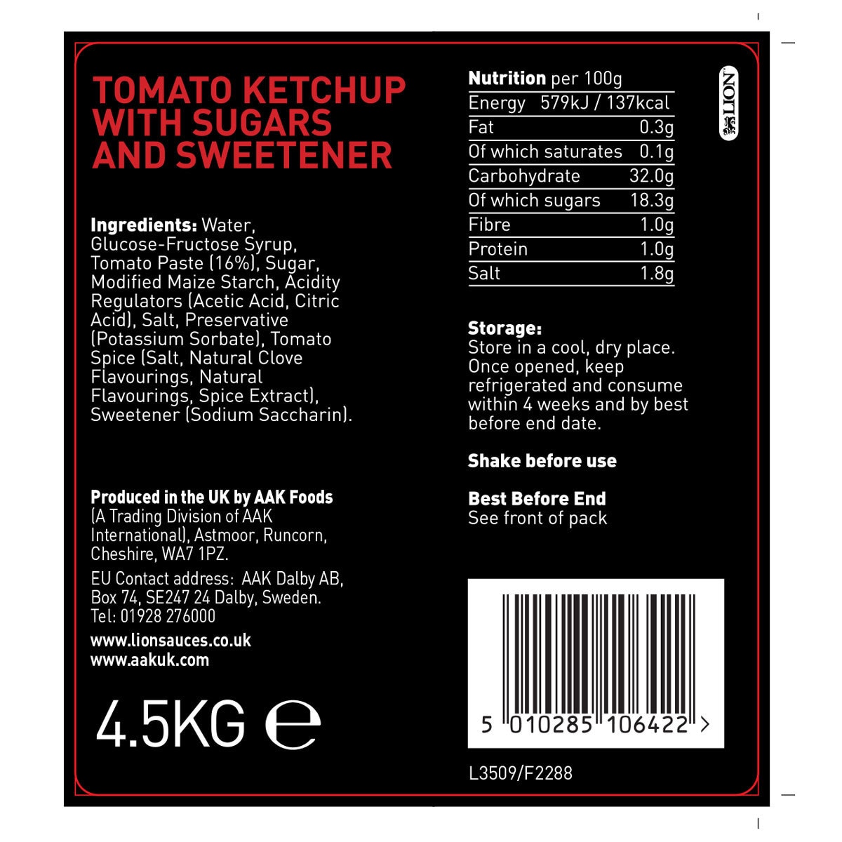 Lion Tomato Ketchup, 4.5kg
