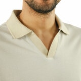 Jachs Mens Lightweight Knit Oxford Polo Shirt in Khaki