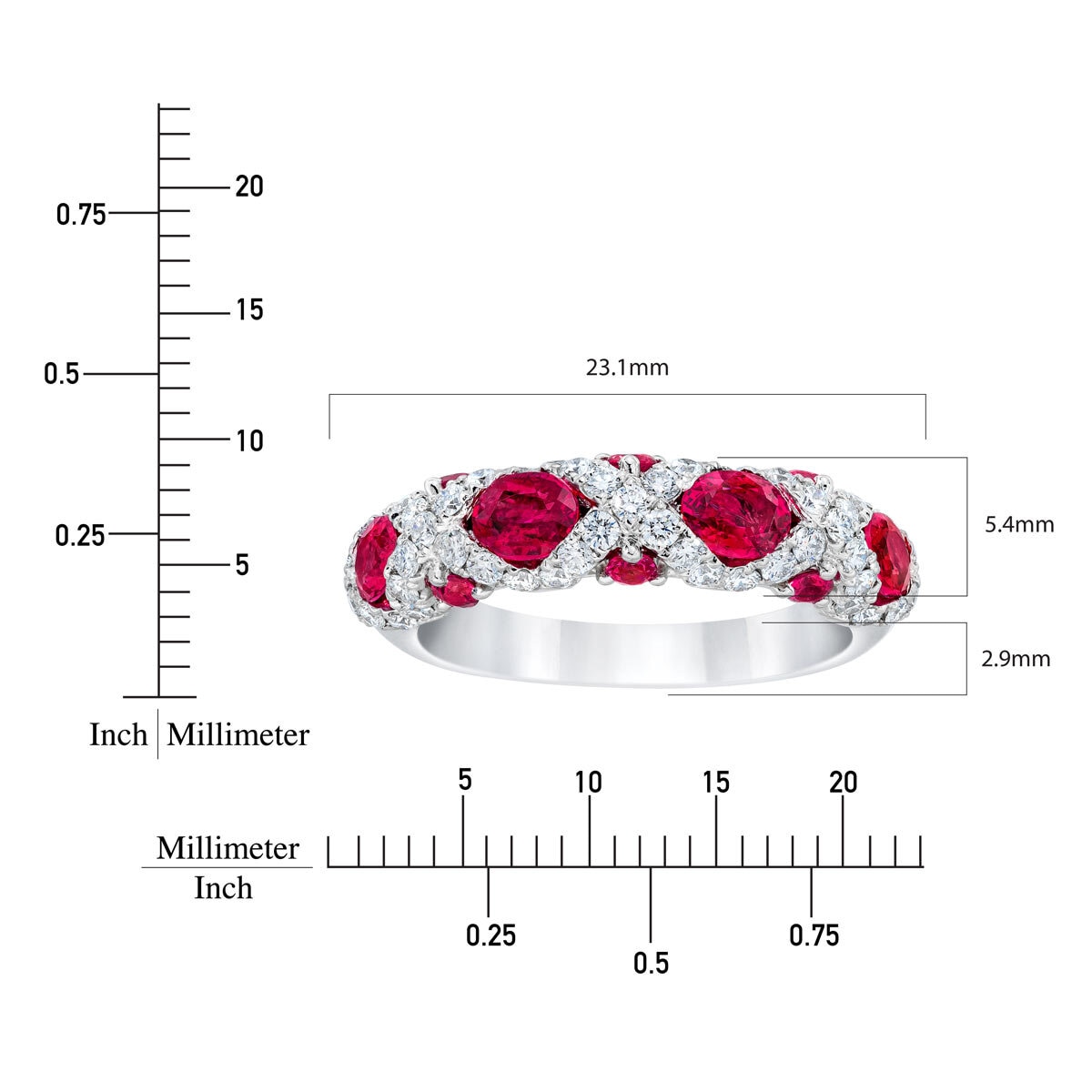 Ruby and 0.65ctw Diamond Ring, Platinum