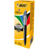 Bic 4-Colour Grip Pro Ballpoint Pen (Blue/Black/Red/Green) - Pack of 12