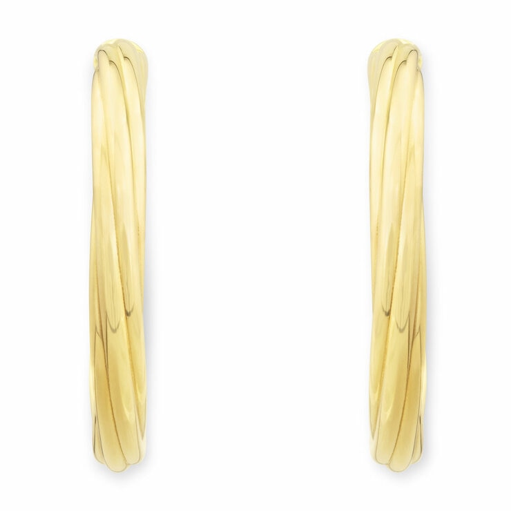 14ct Yellow Gold Textured Hoop Earrings