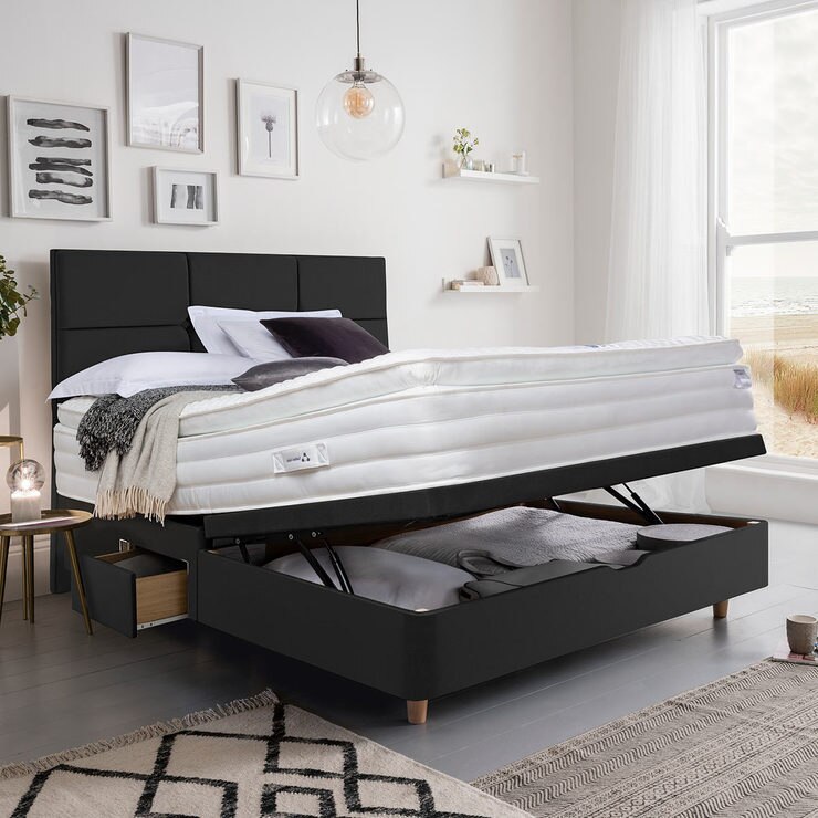 Silentnight Ottoman Divan Base with Harper Headboard in Ebony, Double Costco UK