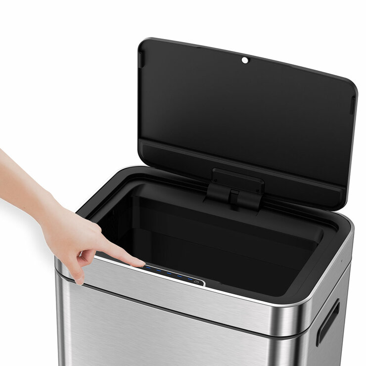 EKO 54 Litre Stainless Steel Dual Compartment Recycling Motion Sensor Bin (35L +19L)