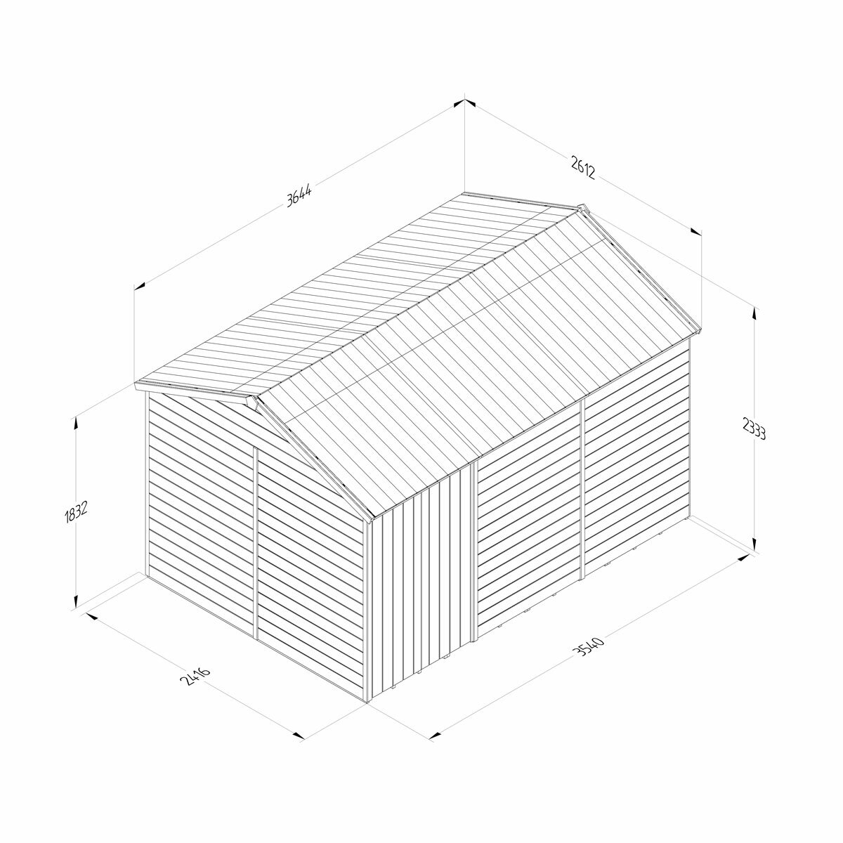 Forest Garden Timberdale 12ft x 8ft 3" (3.6 x 2.5m) Tongue & Groove Wooden Storage Shed