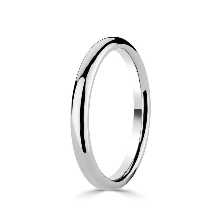 2.0mm Basic Court Wedding band. Platinum