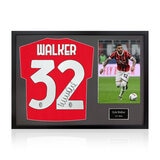 Kyle Walker Signed Framed AC Milan Shirt including 1 Photo in 2 Options: White or Black Mount
