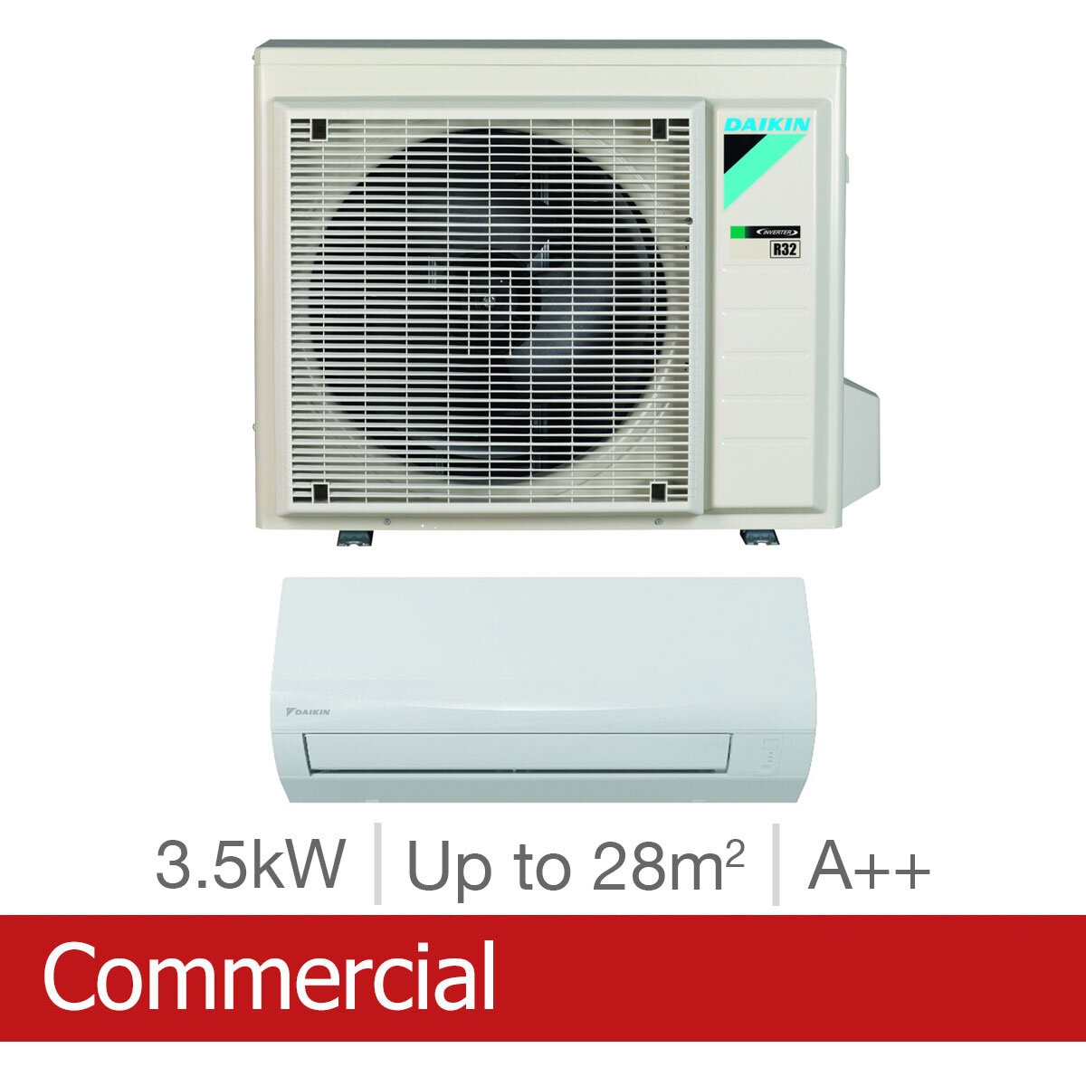 Installed Daikin Sensira 3.5kW Single Split Air Conditioning Unit for Commercial Use
