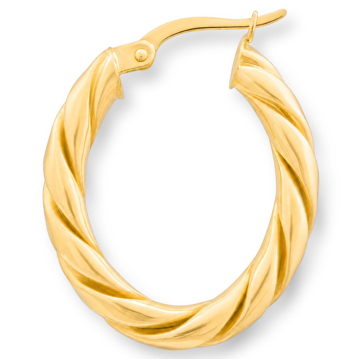 14ct Yellow Gold Twist Oval Hoop Earrings 14ct Yellow Gold Twist Oval Hoop Earrings