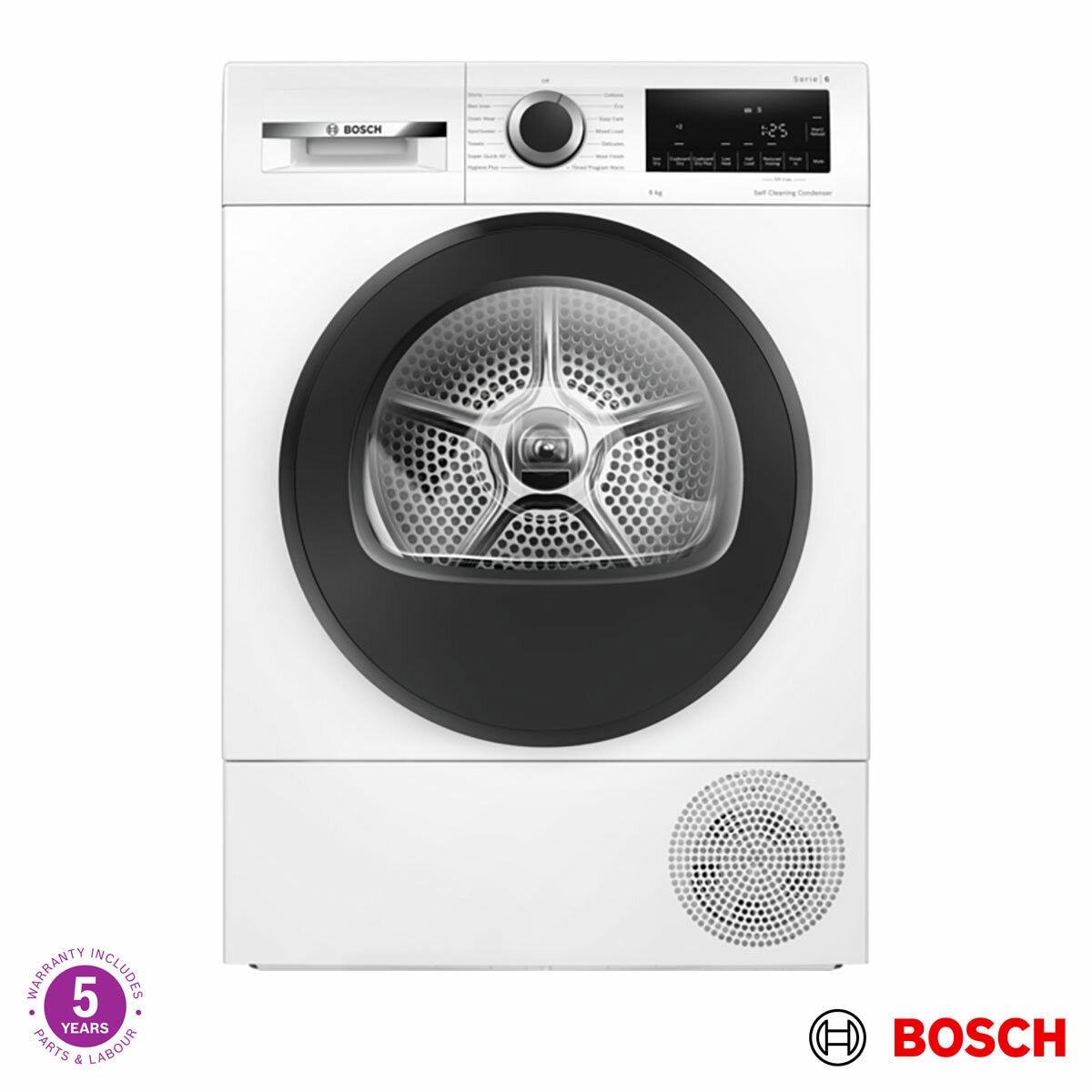 Bosch WQG24502GB Series 6, 9kg Heat Pump Tumble Dryer, A+++ Rated in White