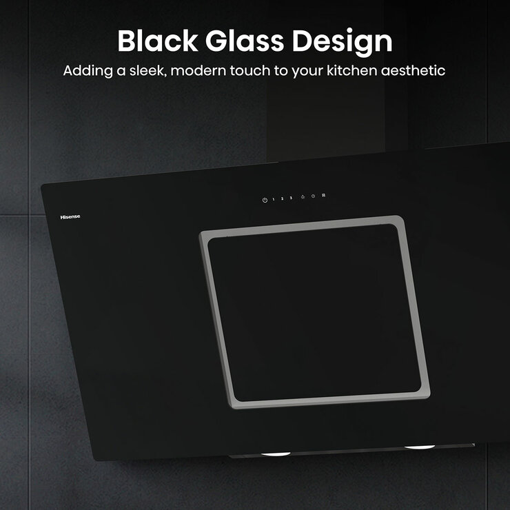 Hisense Hi6 CH10IN14BBUK 100cm Chimney Cooker Hood, A Rated in Black Glass