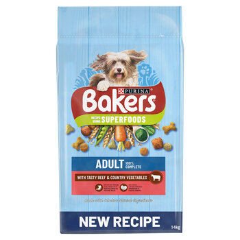Bakers Adult Dry Dog Food Beef and Vegetables, 14kg