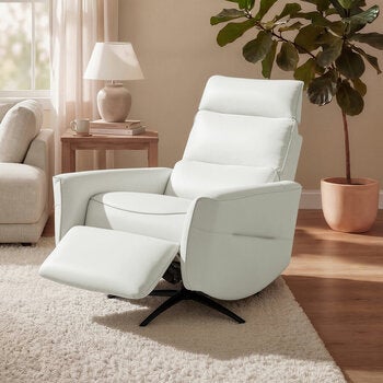 Aiden & Ivy Elton Cream Leather Manual Reclining Chair