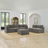 Thomasville Fallon Grey 6 Piece Modular Fabric Sofa