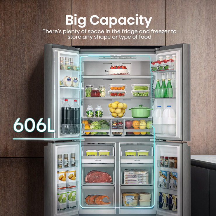 Hisense RQ758N4SWSE, Pureflat Multi Door Fridge Freezer, E Rated in Silver