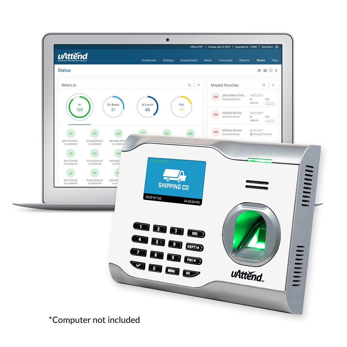 uAttend BN5500 WIFI Biometric Fingerprint Time Clock