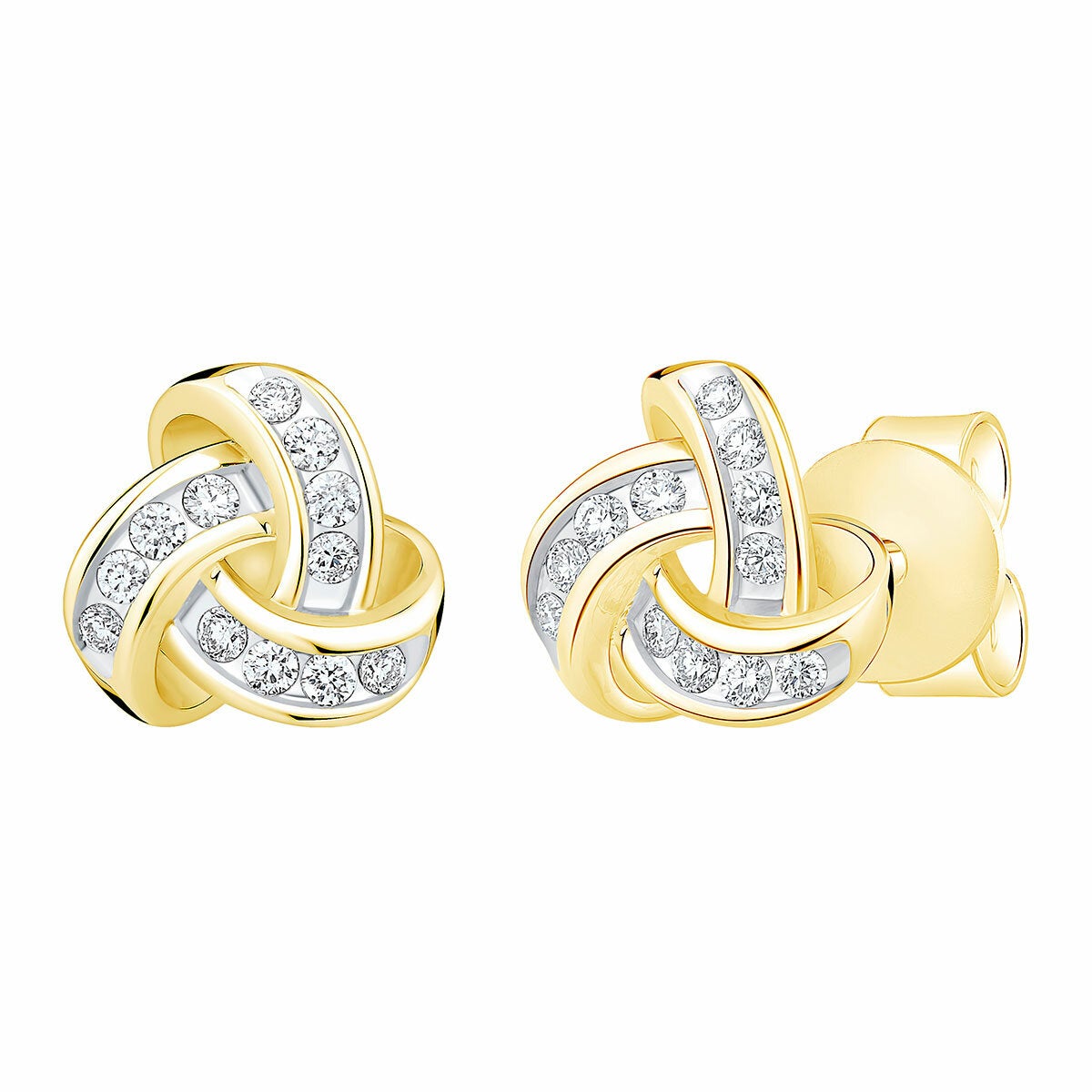 0.15ctw Round Brilliant Cut Diamond Knot Earrings, 14ct Yellow Gold 0.15ctw Round Brilliant Cut Diamond Knot Earrings, 14ct Yellow Gold