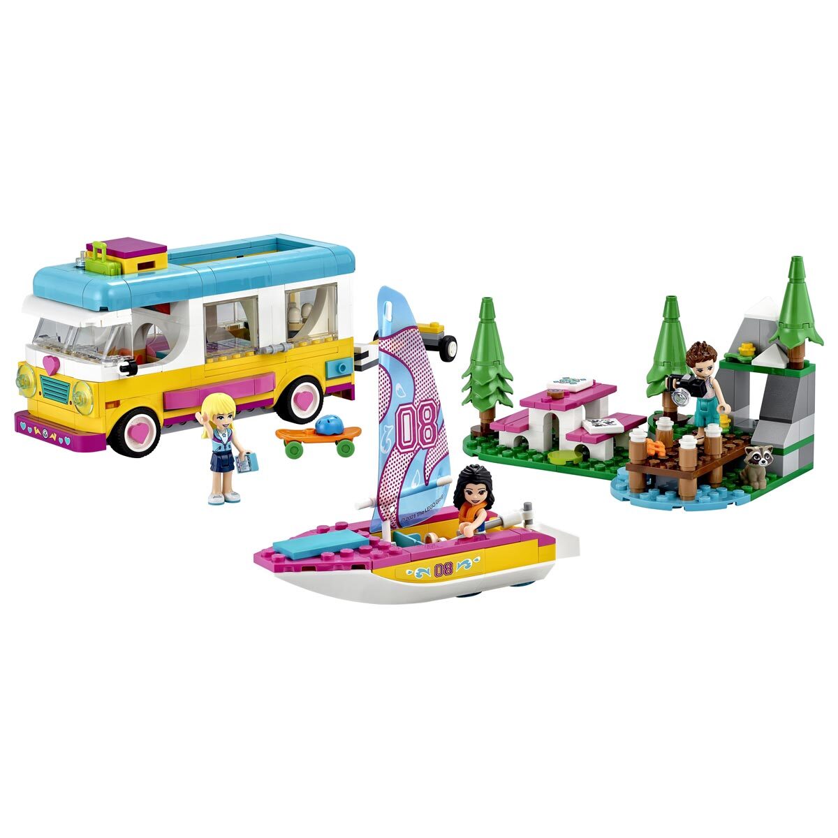 LEGO Friends Forest Camper Van and Sailboat Model 41681