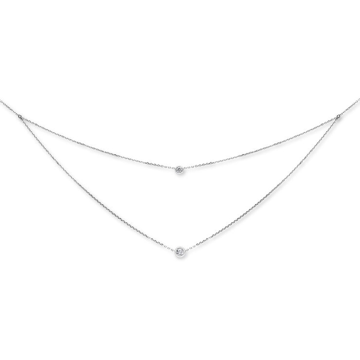 0.33ctw Round Brilliant Cut Diamond Double Layer Pendant, 18ct White Gold