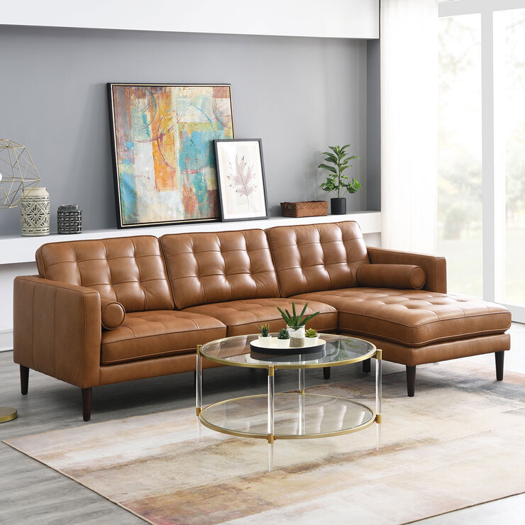 Simon Li Harstine Leather Sofa in Room Lifestyle Image