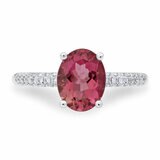 Oval Pink Tourmaline & 0.251ctw Diamond Ring, 18ct White Gold