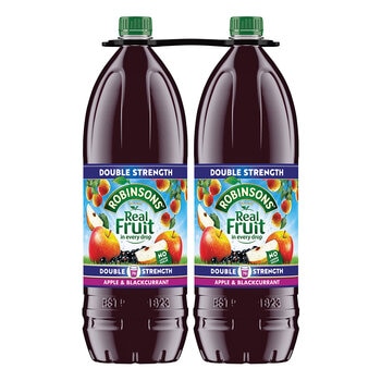 Robinsons Real Fruit Double Strength Apple & Blackcurrant Squash, 2 x 1.75L