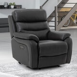 Fletcher Dark Grey Leather Power Recliner Armchair with Power Headrest