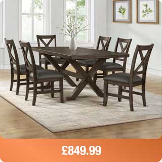 Blakely Extending Dining Table + 6 Cross Back Chairs