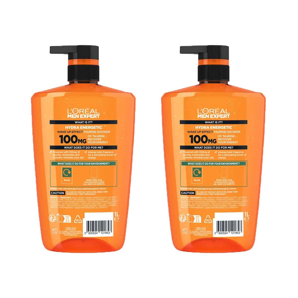 Loreal Men Expert Hydra Energetic Shower Gel, 2 x 1L