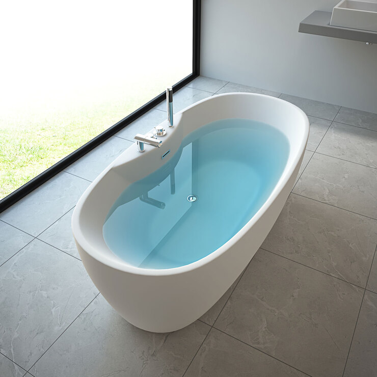 Platinum Spas Lille Freestanding Modern Bath with Tap and Handshower