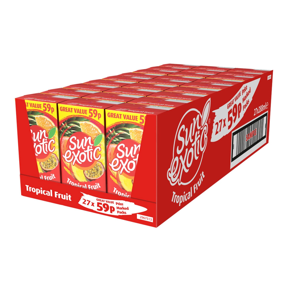 Red display box for 27 cartons of juice