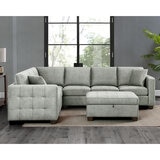 Thomasville Kylie Grey Fabric Corner Sofa with Storage Ottoman