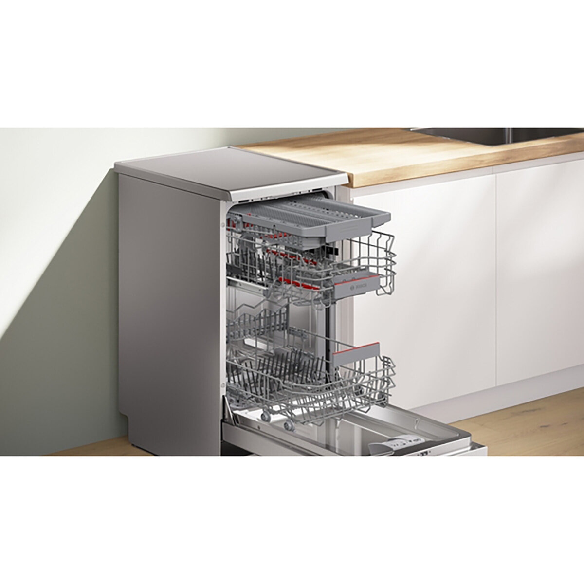 Bosch SPS4HMI49G Series 4 Slimline Freestanding 10 Place Setting Dishwasher, E Rated in Silver