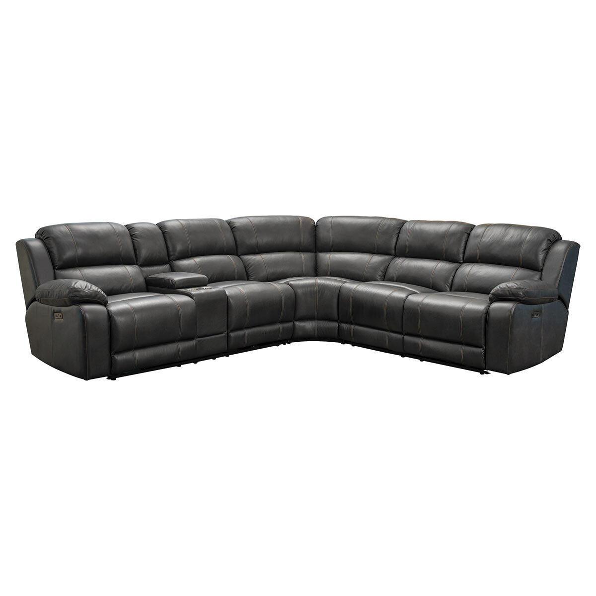 Pulaski Dunhill Grey Leather Power Reclining Sectional Sofa