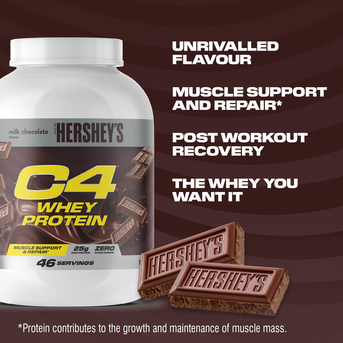 C4 Hersheys Chocolate Whey Protein Powder 1.6kg C4 Hersheys Chocolate Whey Protein Powder 1.6kg