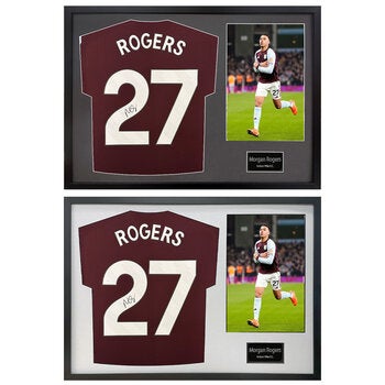 Morgan Rogers Signed Framed Aston Villa Football Shirt including 1 Photo, in 2 Options: White or Black