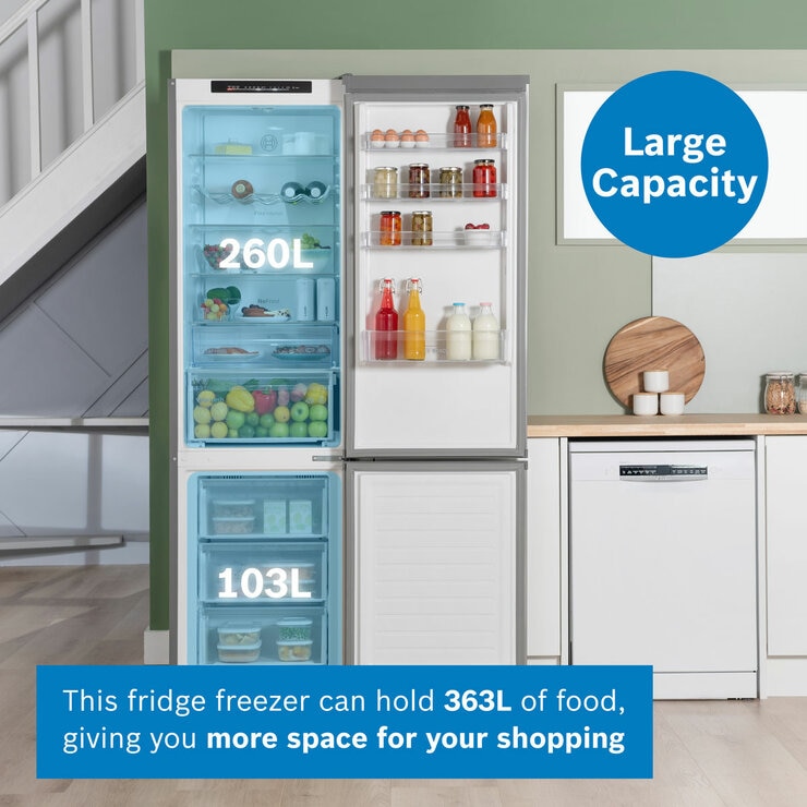 Bosch Series 4 KGN392LAGG Fridge Freezer, A Rated in Silver