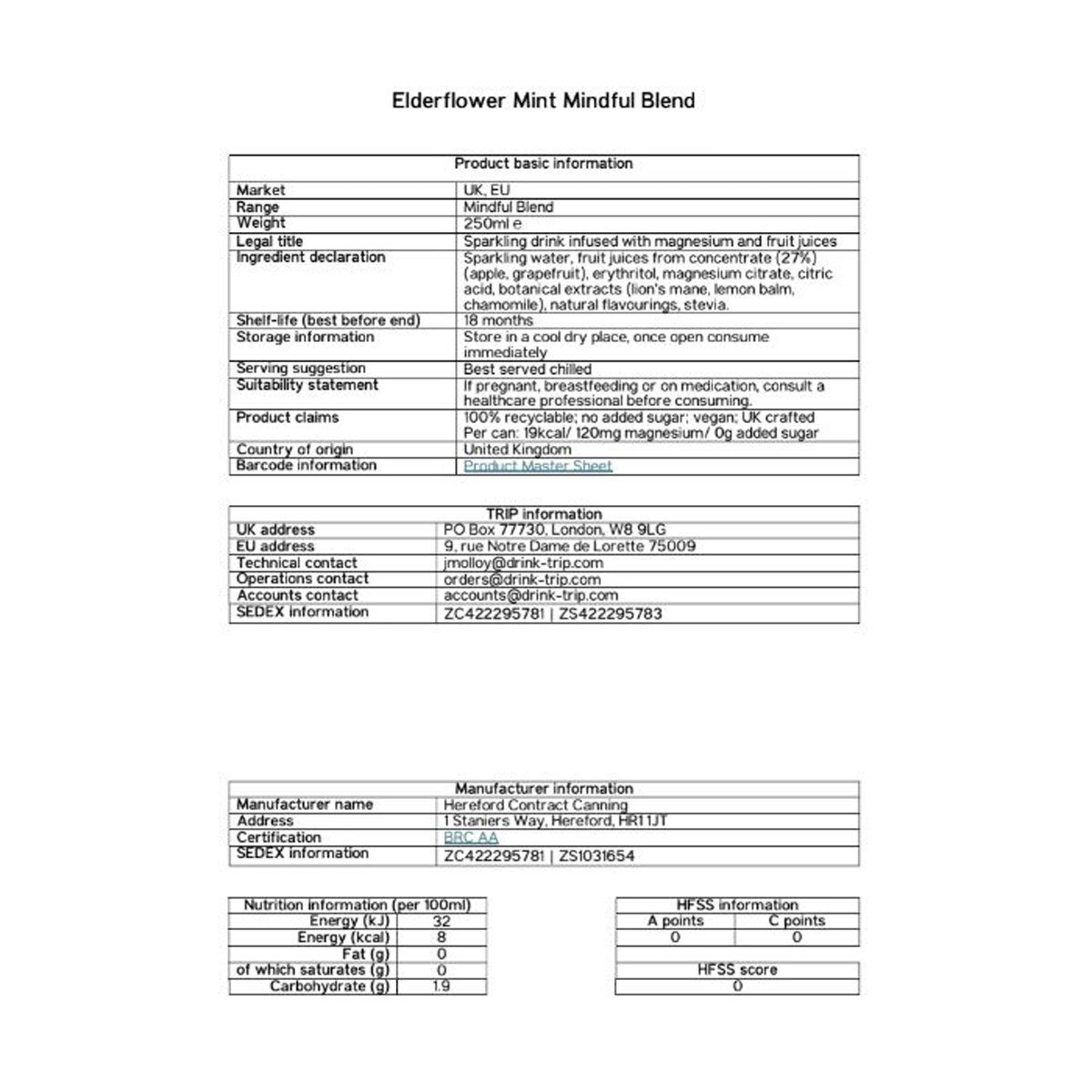 Nutritional Information