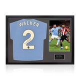 Kyle Walker Signed Framed Manchester City Football Shirt including 1 Photo, with Black Mount