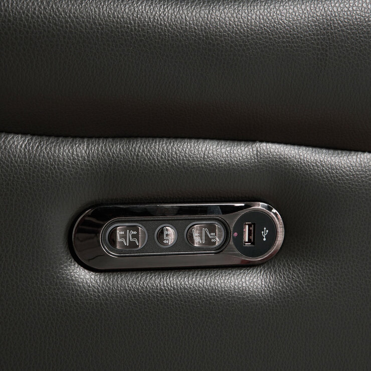 Fletcher Dark Grey Leather Power Recliner Armchair with Power Headrest