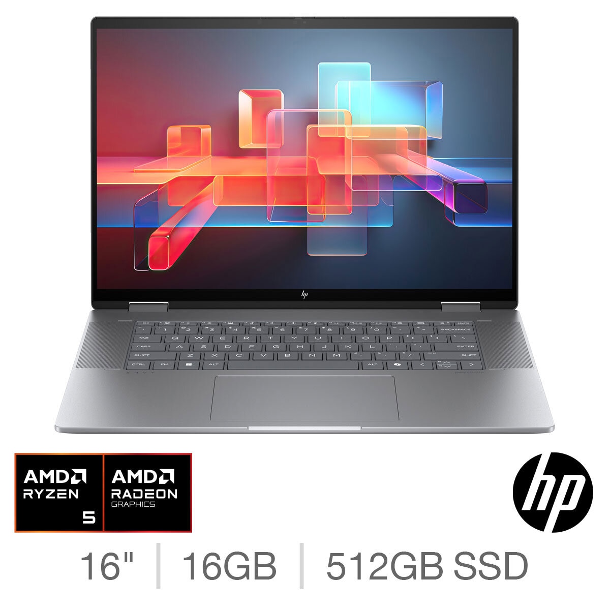 HP Envy x360, AMD Ryzen 5, 16GB RAM, 512GB SSD, 16 Inch Convertible 2 in 1 Laptop, 16-ad0006na