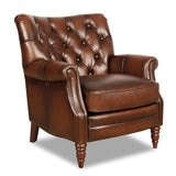 At the helm columbus brown leather armchair