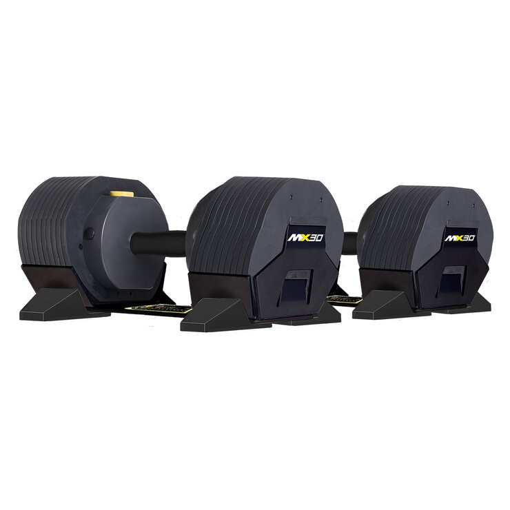 Lead Image MX Select 30 Selectorised Dumbbells and Weight Cradles Lead Image MX Select 30 Selectorised Dumbbells and Weight Cradles
