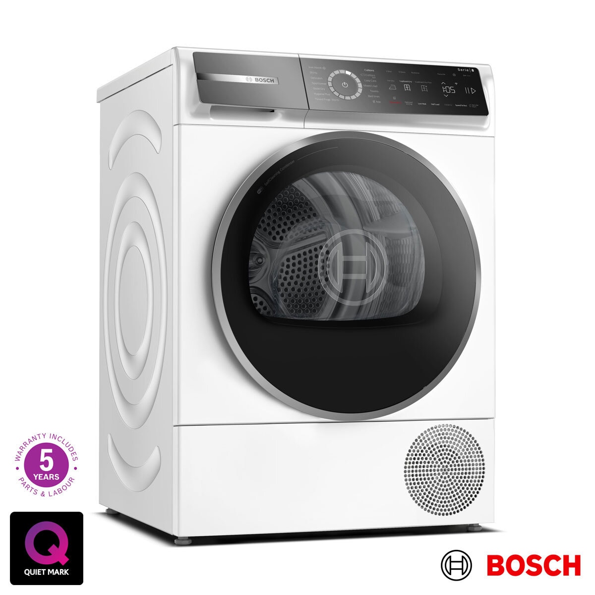 Bosch WQB246C9GB, Series 8 9kg Heat Pump Dryer, A+++ Rated in White