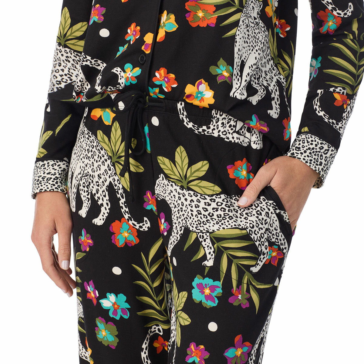 Room Service Ladies Notch Collar PJ Set in Cheetah