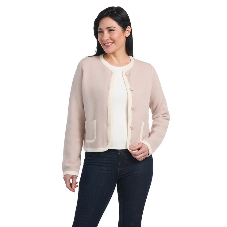 Dalia Ladies Contrast Trim Cardigan Dalia Ladies Contrast Trim Cardigan