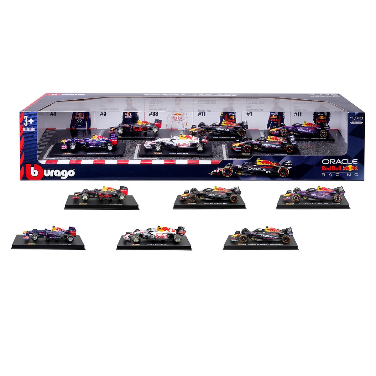 Burago 1:43 Scale Highly Detailed Formula One Cars: Red Bull 6 Pack (3+ Years)