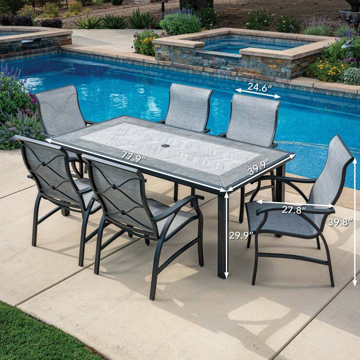 SunVilla Santa Fe 7 Piece Sling Dining Patio Set + Cover Costco UK