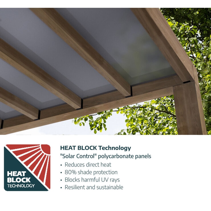 Palram Canopia Helsinki 9ft 10" x 21ft 10" (3m x 6.65m) Cedar Wood Patio Cover